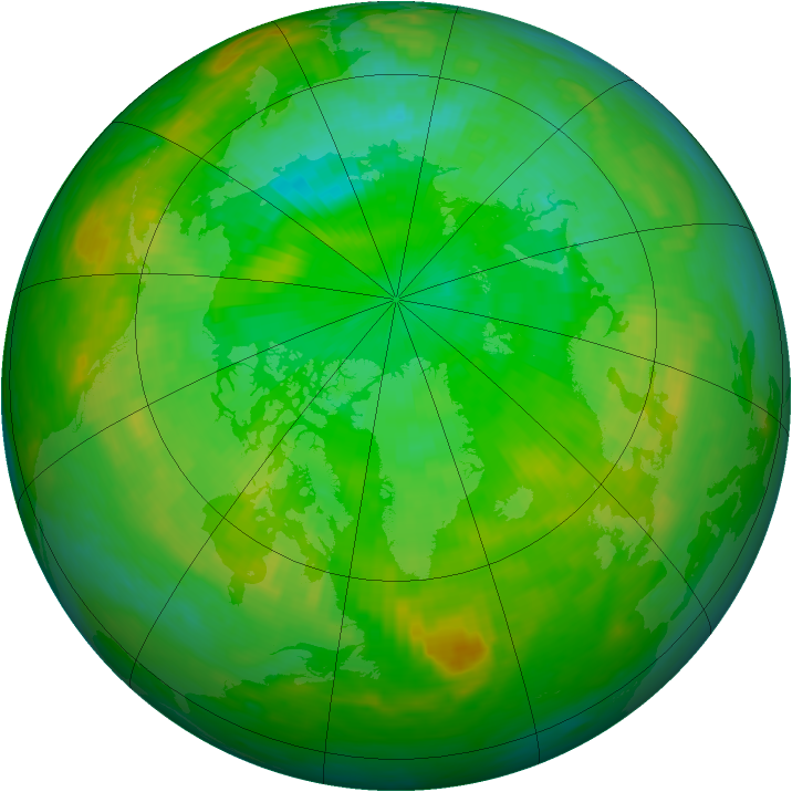 Arctic ozone map for 20 July 1991